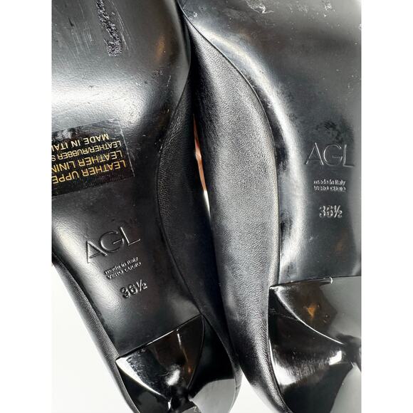 AGL Black Classic Lenor Pointed Toe Kitten Heel Retro Pump size 36.5 - Picture 3 of 8